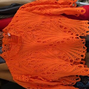 Vibrant Orange Lace Top and Short Set
